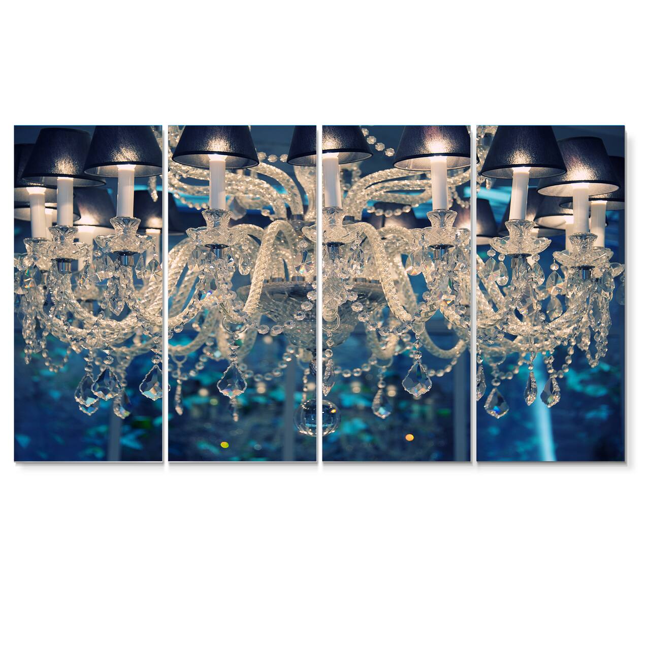 Designart - Blue Vintage Crystal Chandelier - Flower Artwork on Canvas